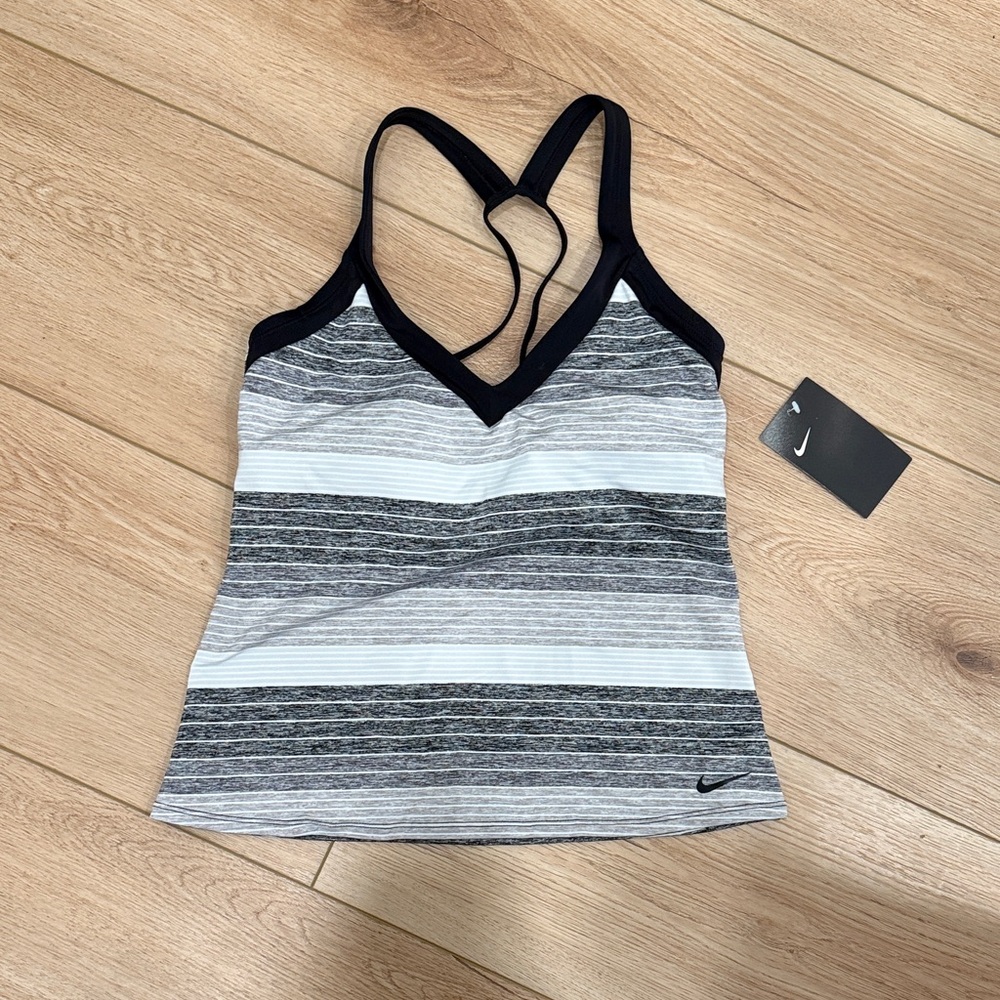 Nike Black and Gray Striped Racerback Tank